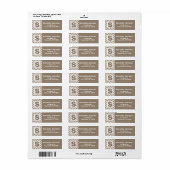 Étiquette Monogramme d'os de cerf blanc tan (Feuille entière)