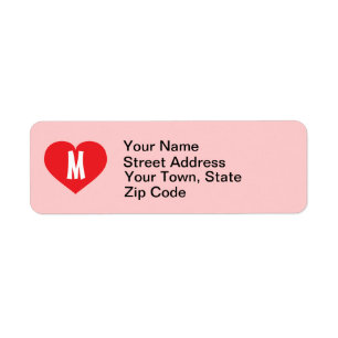 Étiquette Monogramme du coeur rouge