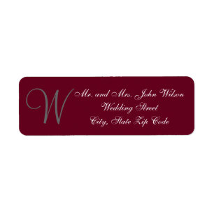 Étiquette Monogramme élégant en gris bordeaux Mariage offici