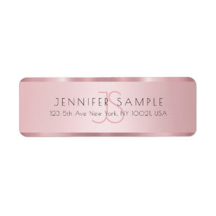 Étiquette Monogramme Elegant Rose Gold Adresse de retour