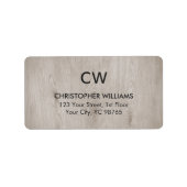 Étiquette Monogramme en bois simple et élégant (Devant)