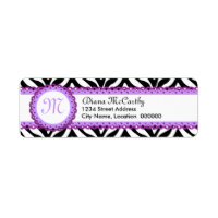 Monogramme en dentelle violette et imprimé Zebra