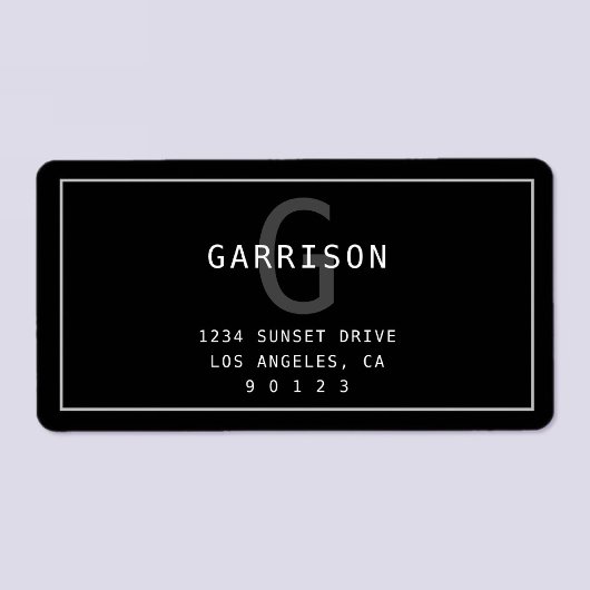 Étiquette Monogramme et adresse simple et moderne | gris cla
