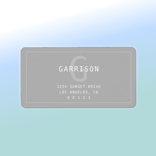 Étiquette Monogramme et adresse simple et moderne | gris cla