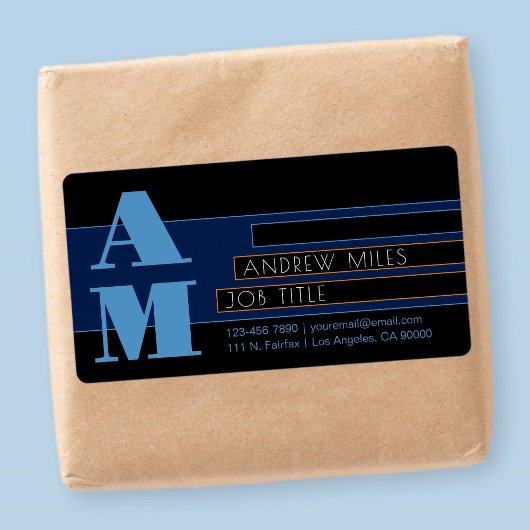 Étiquette Monogramme et formes & couleurs éditable rétro-mod