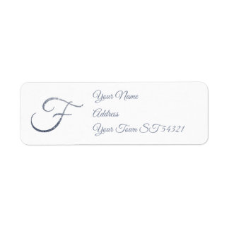 Étiquette Monogramme F élégant pailleté argent Personnalisé