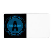 Étiquette Monogramme Gras & Adresse De Retour Etc. | Bleu et (Devant)