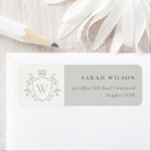 Étiquette Monogramme gris classique Cimier de la Couronne fl (En situation)