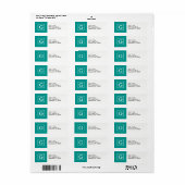 Étiquette Monogramme initial encadré blanc Turquoise foncé (Feuille entière)
