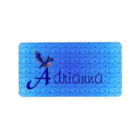 Étiquette Monogramme initiale A Bluebird personnalisé (Devant)