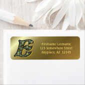 Étiquette Monogramme initiale E Marguerites Art Adresse de r (En situation)