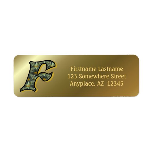 Étiquette Monogramme Initiale F Marguerites Adresse de Retou (Devant)