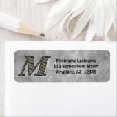 Étiquette Monogramme Initiale M Hydrangea Adresse de Retour  (En situation)