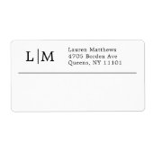 Étiquette Monogramme Livraison d'affaires noir et blanc (Devant)
