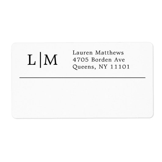 Étiquette Monogramme Livraison d'affaires noir et blanc (Devant)