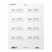 Étiquette Monogramme Livraison d'affaires noir et blanc (Feuille entière)