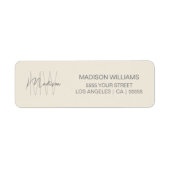 Étiquette Monogramme Logo Crème Moderne Adresse de retour (Devant)