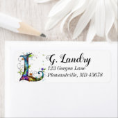 Étiquette Monogramme lunaire L (En situation)