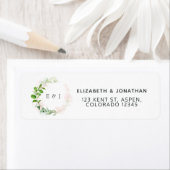 Étiquette Monogramme Mariage rose Gold et Blush Greenery (En situation)