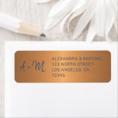 Étiquette Monogramme marine en cuivre script mariage rsvp (En situation)