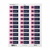 Étiquette Monogramme marine et Pois roses (Feuille entière)