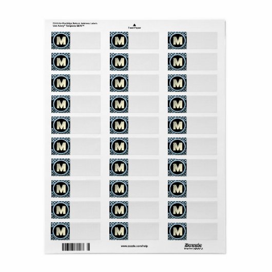 Étiquette Monogramme moderne (Feuille entière)