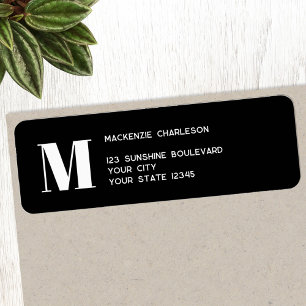 Étiquette Monogramme moderne Adresse de retour initiale