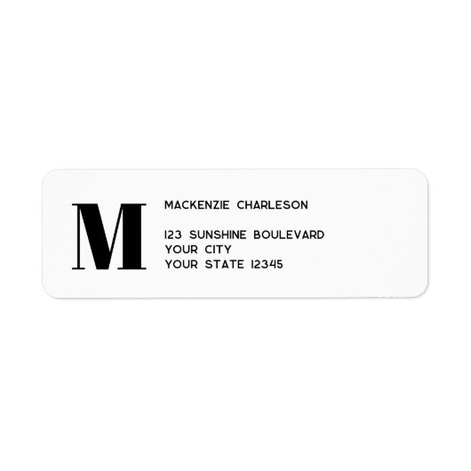 Étiquette Monogramme moderne Adresse de retour initiale (Devant)