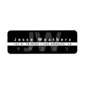 Étiquette Monogramme moderne | Black White & Grey Address (Devant)