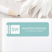 Étiquette Monogramme Moderne Bleu Et Blanc 2 (En situation)