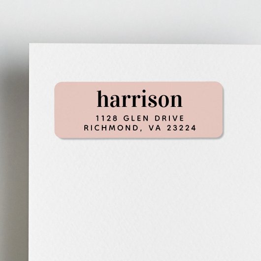 Étiquette Monogramme moderne Blush rose Adresse de retour