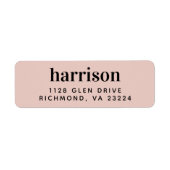 Étiquette Monogramme moderne Blush rose Adresse de retour (Devant)