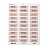 Étiquette Monogramme moderne Blush rose Adresse de retour (Feuille entière)