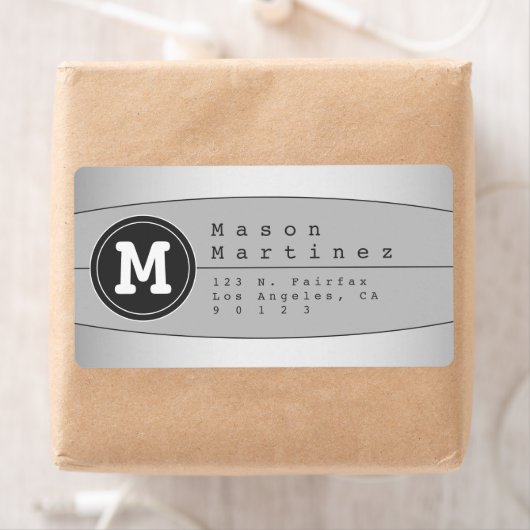 Étiquette Monogramme moderne Conception géométrique Adresse  (En situation)