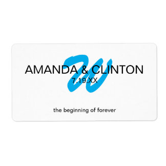 Étiquette Monogramme moderne | Favoris de la bouteille d'eau