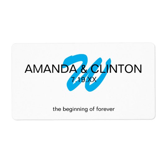 Étiquette Monogramme moderne | Favoris de la bouteille d'eau (Devant)