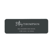 Étiquette Monogramme moderne Gris de Charbon Élégant Script (Devant)