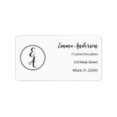 Étiquette Monogramme Moderne Minimaliste (Devant)