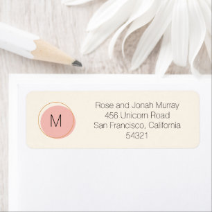 Étiquette Monogramme moderne minimaliste rose Adresse de ret