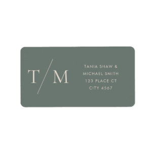 Étiquette Monogramme moderne Moss Dark Sage Mariage