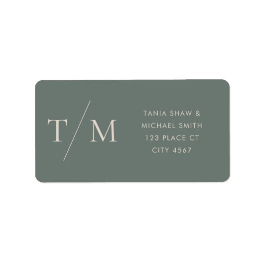 Étiquette Monogramme moderne Moss Dark Sage Mariage (Devant)