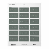 Étiquette Monogramme moderne Moss Dark Sage Mariage (Feuille entière)