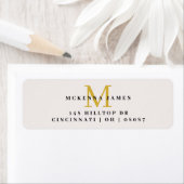 Étiquette Monogramme moderne Nom initial Adresse de retour (En situation)