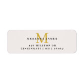 Étiquette Monogramme moderne Nom initial Adresse de retour (Devant)