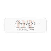 Étiquette Monogramme moderne Script rose Adresse de retour (Devant)