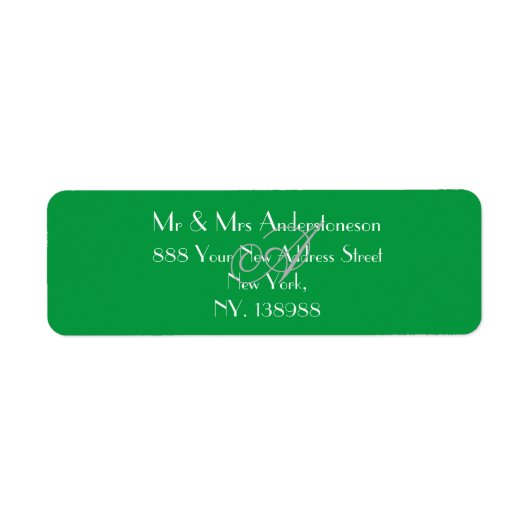 Étiquette Monogramme Moderne Simple Cool Vert Adresse de ret (Devant)