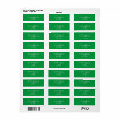 Étiquette Monogramme Moderne Simple Cool Vert Adresse de ret (Feuille entière)