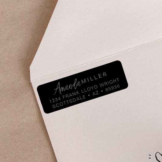 Étiquette Monogramme moderne simple noir Adresse de retour