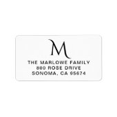 Étiquette Monogramme moderne simple Nom de famille (Devant)