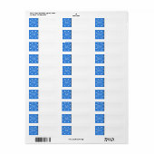 Étiquette Monogramme Motif Polka bleu et blanc. Personnalisé (Feuille entière)